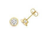 18k Gold Diamond Round Bezel Earrings 0.70 ct - 2.00 ct