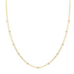 9k Yellow Gold Ladies Necklace double-layered CZ stones