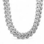 925 Sterling Silver Moissanite Stone Set Cuban Chain - 16 mm