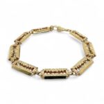 9k Yellow Gold Patterned Razor Styled Bracelet - 10 mm