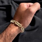 9k Yellow Gold Patterned Razor Styled Bracelet - 10 mm - Image 6