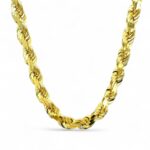 18k Yellow Gold Plated Silver Diamond Cut Rope Chain - 8 mm
