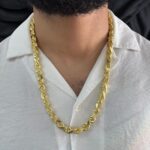 18k Yellow Gold Plated Silver Diamond Cut Rope Chain - 8 mm - Image 2