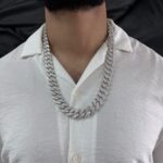 925 Sterling Silver Moissanite Stone Set Cuban Chain - 16 mm - Image 2