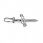 925 Sterling Silver Nail Cross Cz Pendant - 51x28 mm - Image 2