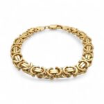 9k Yellow Gold Flat Byzantine Bracelet - 8 mm