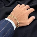 9k Yellow Gold Plain and Patterned Belcher Bracelet - 7.5 mm - Image 4