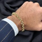 9k Yellow Gold Plain and Patterned Belcher Bracelet - 7.5 mm - Image 2