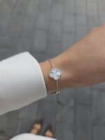 Silver 3-Clover Mother of Pearl Bracelet & Cubic Zirconia - Image 4
