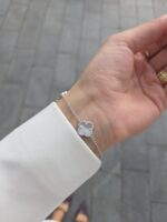 Silver 3-Clover Mother of Pearl Bracelet & Cubic Zirconia - Image 3
