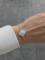 Silver 1-Clover Mother of Pearl Bracelet - Image 2