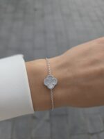 Silver 1-Clover Mother of Pearl Bracelet & Cubic Zirconia - Image 2