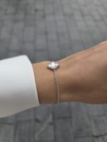 Silver 1-Clover Mother of Pearl Bracelet & Cubic Zirconia - Image 3