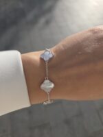 Silver 5-Clover Mother of Pearl Bracelet - Image 3