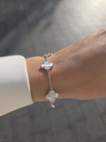 Silver 5-Clover Mother of Pearl Bracelet - Image 2