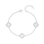 Silver 3-Clover Mother of Pearl Bracelet & Cubic Zirconia