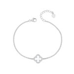 Silver 1-Clover Mother of Pearl Bracelet & Cubic Zirconia