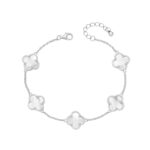Silver 5-Clover Mother of Pearl Bracelet