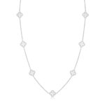 Silver 7-Clover Mother of Pearl Necklace & Cubic Zirconia