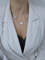 Silver 3-Clover Mother of Pearl Necklace - Image 2