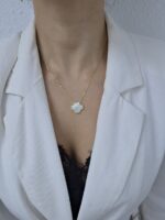 Silver Gold Plated 1-Clover Mother of Pearl Necklace - Image 2