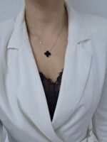 Silver 1-Clover Onyx Necklace - Image 2