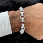 925 Sterling Silver All Patterned Belcher Bracelet - 11 mm - Image 6
