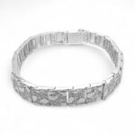 Nugget bracelet solid 925 silver patterned and shiny large style.