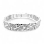 Nugget bracelet solid 925 silver patterned and shiny large style.