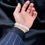 Nugget bracelet solid 925 silver patterned and shiny large style.