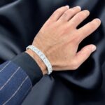 Nugget bracelet solid 925 silver patterned and shiny large style.