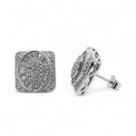 925 Sterling Silver Baguette Cluster Stud Earring - 156