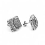 925 Sterling Silver Baguette Cluster Stud Earring - 156 - Image 2