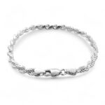 925 Sterling Silver Diamond Cut Rope Bracelet - 4 mm - Image 3
