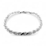 925 Sterling Silver Diamond Cut Rope Bracelet - 4 mm