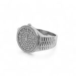 925 Sterling Silver Iced Out Watch Shaped Ring - SR00230 - Image 6