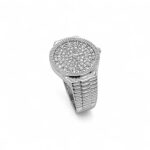925 Sterling Silver Iced Out Watch Shaped Ring - SR00230 - Image 7