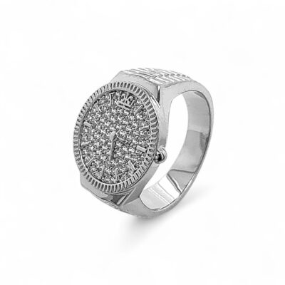 Watch designed signet ring in 925 sterling silver.