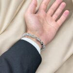 9k White Gold Solid Cage Bracelet - 6.5 mm - Image 4