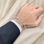 9k White Gold Solid Cage Bracelet - 6.5 mm - Image 2