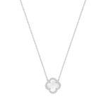 Silver 1-Clover Mother of Pearl Necklace & Cubic Zirconia