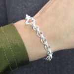 925 Sterling Silver Micro Open Heart Belcher Bracelet Plain and Stone Set Links - 11 x 6 mm - Image 7