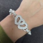 925 Sterling Silver Belcher Bracelet Double Heart Patterned and Plain - 16 x 9 mm - Image 3