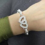 925 Sterling Silver Belcher Bracelet Double Heart Patterned and Plain - 16 x 9 mm - Image 6