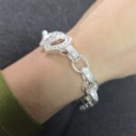 925 Sterling Silver Belcher Bracelet Double Heart Patterned and Plain - 16 x 9 mm - Image 8