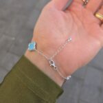 Silver 5-Clover Turquoise Bracelet - Image 4