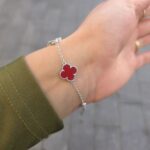 Silver 5-Clover Carnelian Bracelet - Image 4