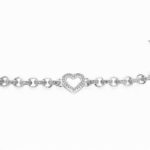 925 Sterling Silver Micro Open Heart Belcher Bracelet Plain and Stone Set Links - 11 x 6 mm - Image 2