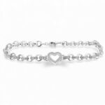 925 Sterling Silver Micro Open Heart Belcher Bracelet Plain and Stone Set Links - 11 x 6 mm - Image 3