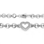 925 Sterling Silver Micro Open Heart Belcher Bracelet Plain and Stone Set Links - 11 x 6 mm - Image 4